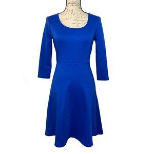 Old Navy 3/4 Sleeves Fit Flare Stretch  Blue Dress Size XS